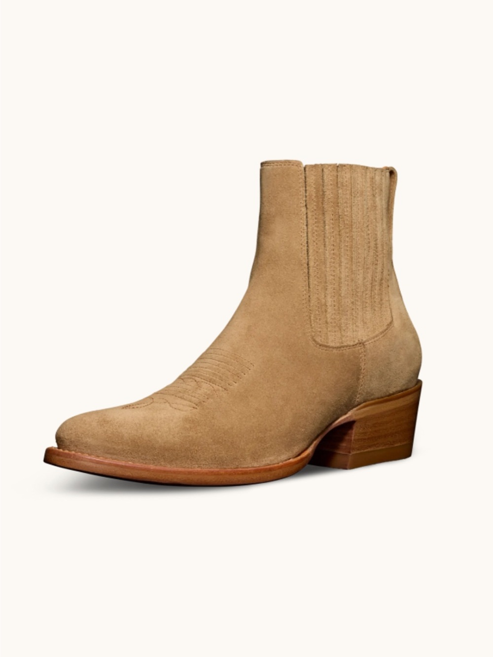 Tecovas Taylor Suede Booties in Latte - Picture 2 of 15